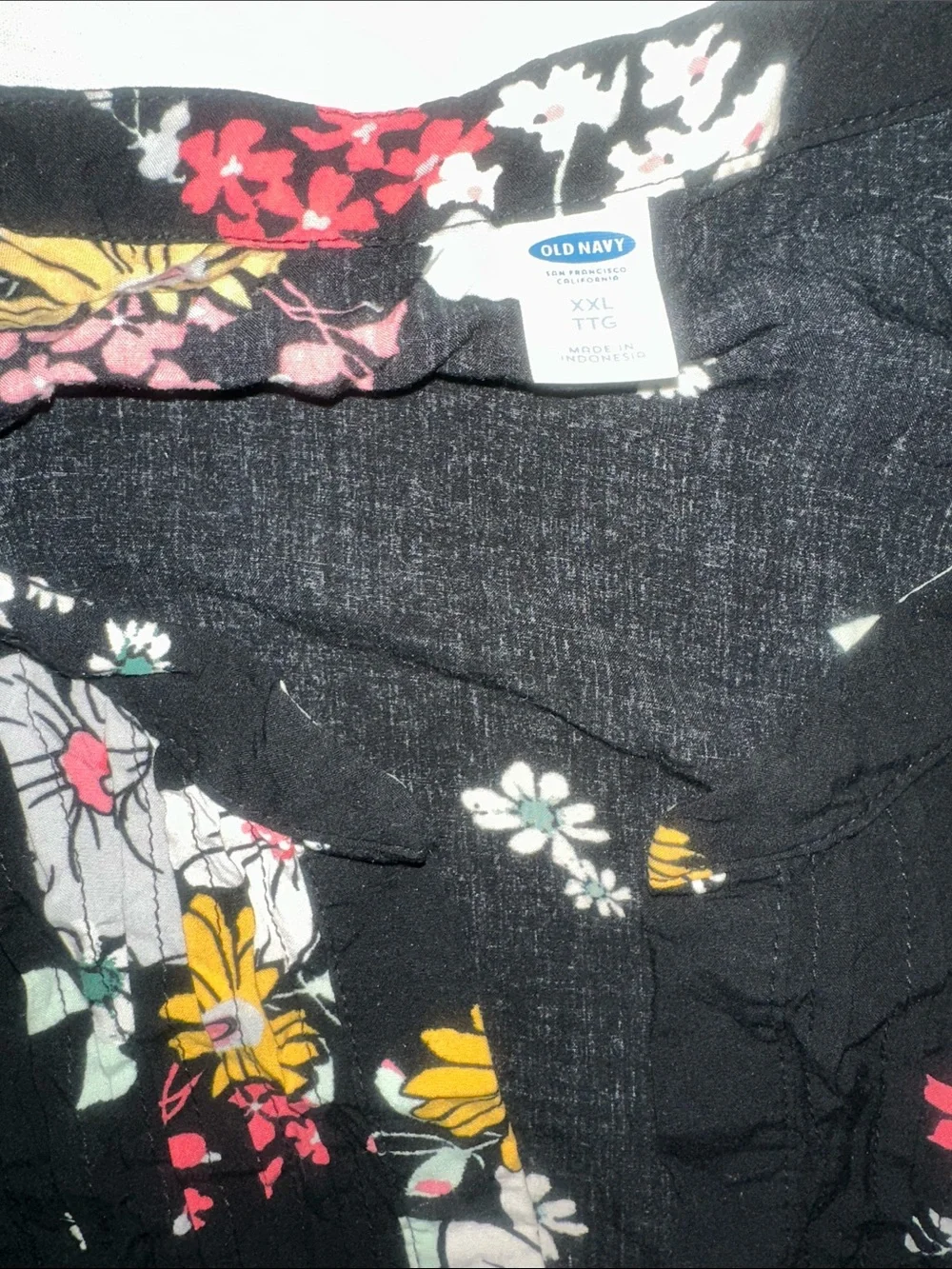 Womens Size XXL Old Navy Black Floral Boho Tunic Dress